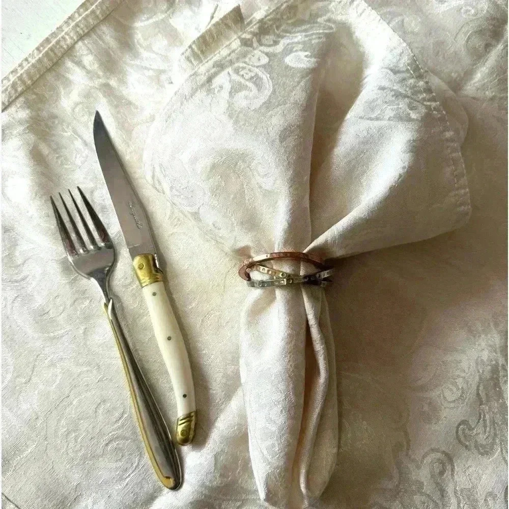 Lauren Ralph Lauren Damask Napkins Ivory Set Elegant Table Linens Wedding 10 Ct